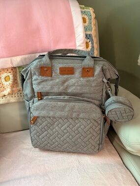 Brand New Good Mum Diaper Bag Backpack with Changing Station Grey Multifunction